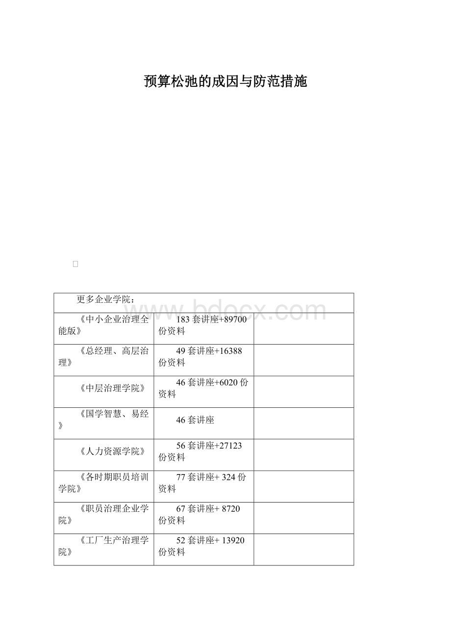 预算松弛的成因与防范措施Word下载.docx