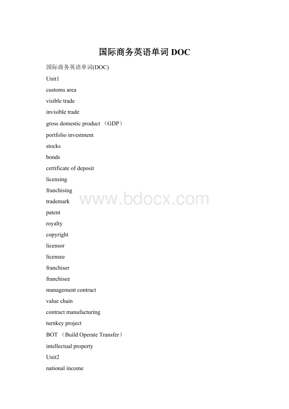 国际商务英语单词DOC文档格式.docx