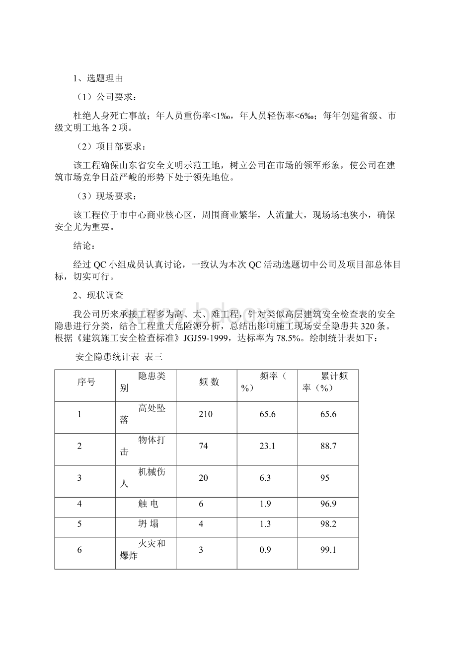 创山东省安全文明示范工地QC成果Word下载.docx_第3页