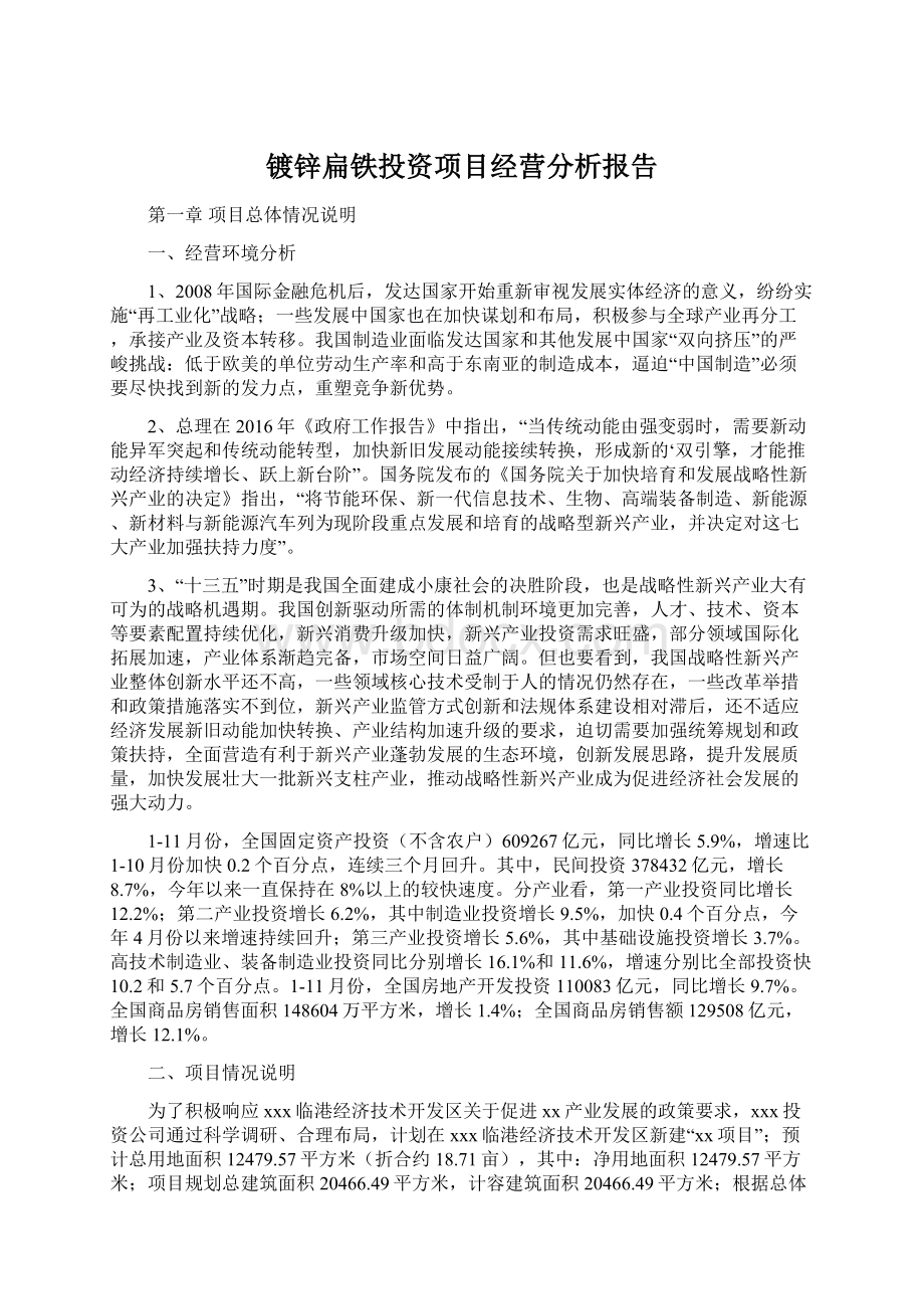 镀锌扁铁投资项目经营分析报告.docx_第1页