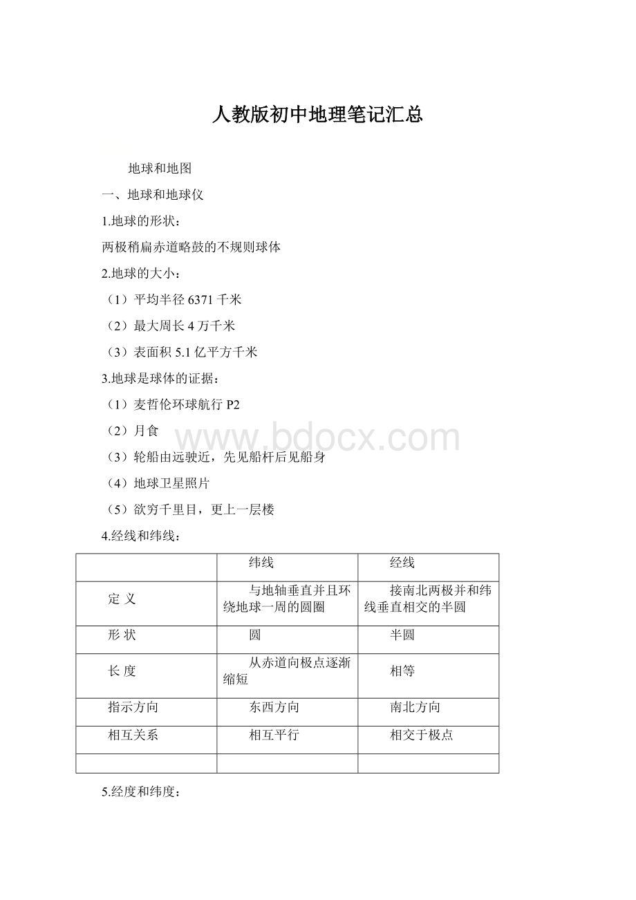 人教版初中地理笔记汇总Word文档格式.docx_第1页