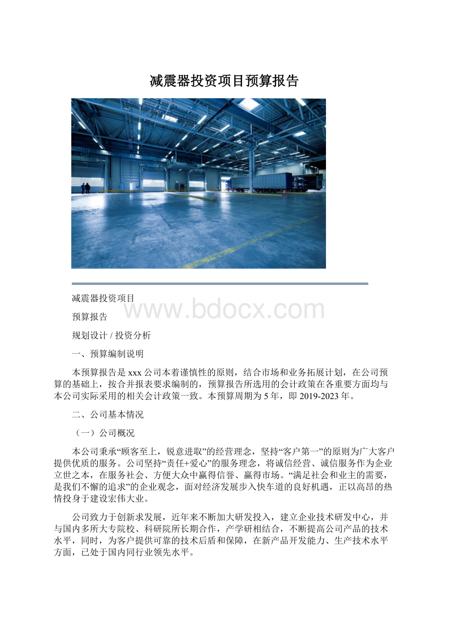 减震器投资项目预算报告Word格式文档下载.docx