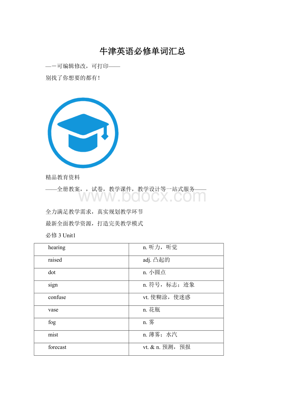 牛津英语必修单词汇总Word文件下载.docx_第1页