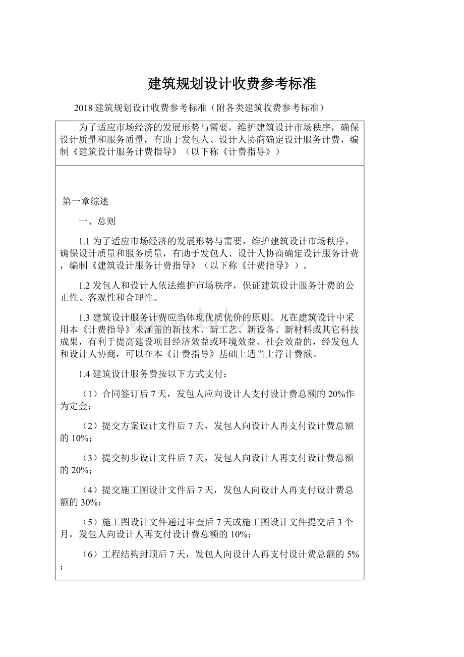 建筑规划设计收费参考标准.docx_第1页