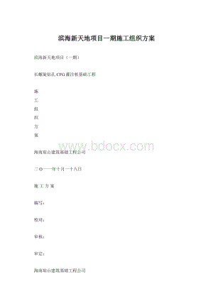 滨海新天地项目一期施工组织方案.docx