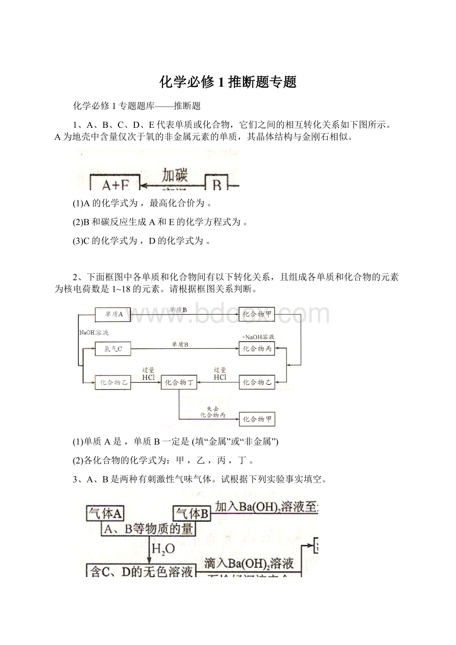 化学必修1推断题专题.docx