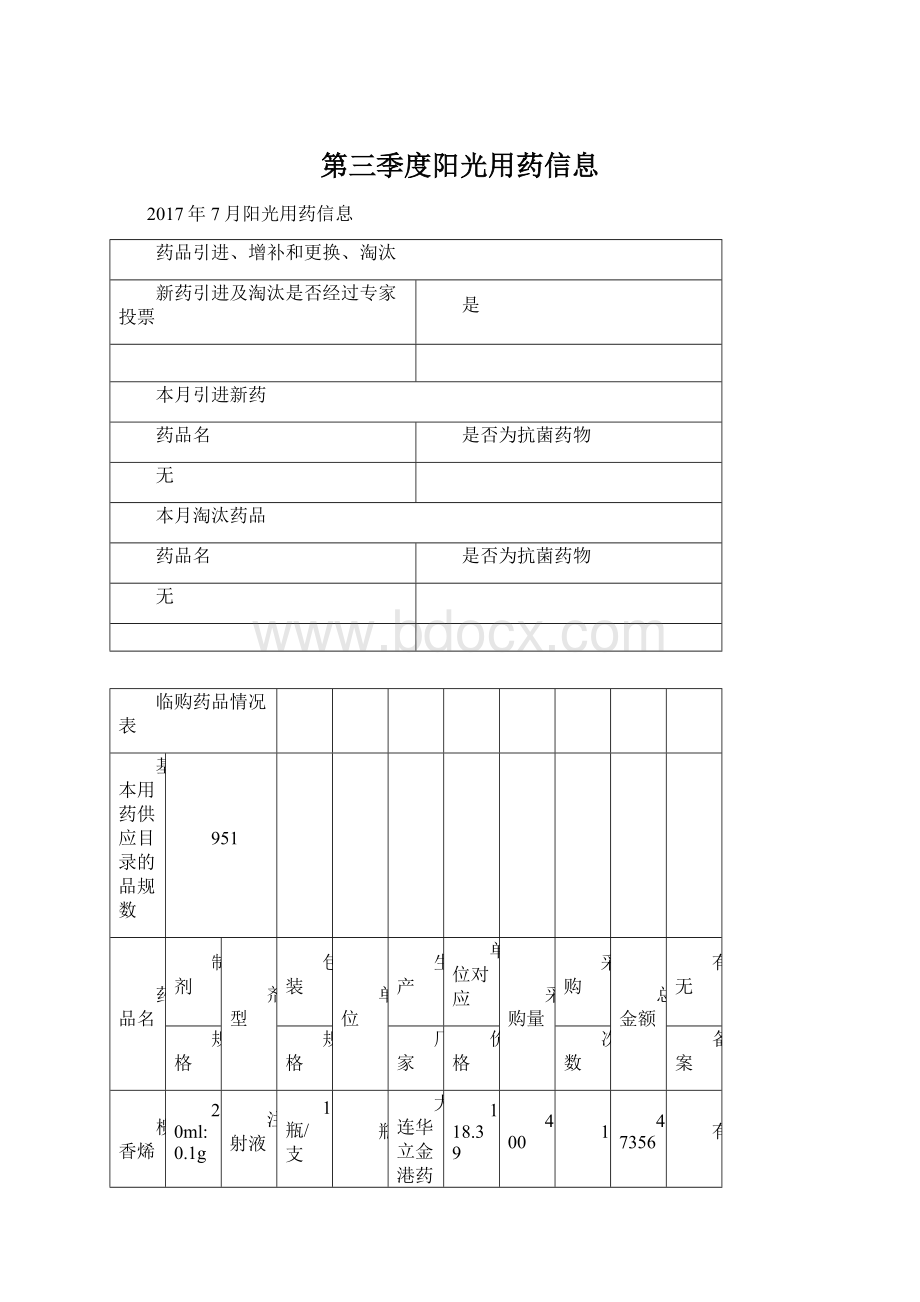 第三季度阳光用药信息.docx