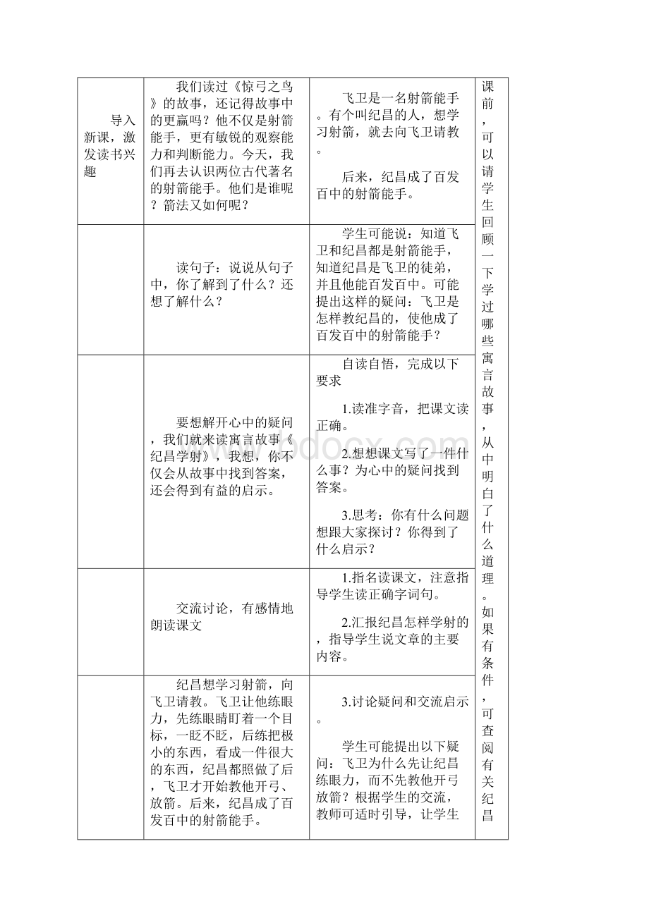 人教版四年级下册语文第八单元表格教案Word格式文档下载.docx_第3页