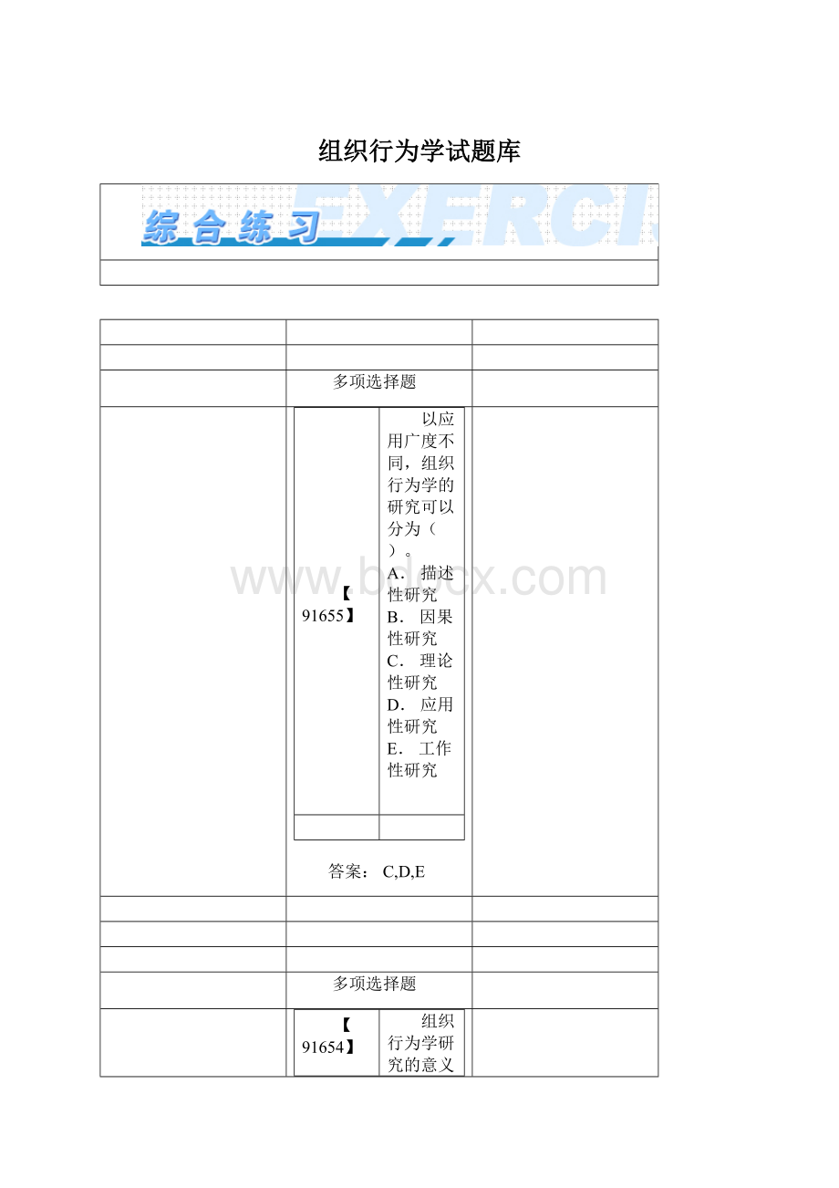 组织行为学试题库Word文件下载.docx_第1页