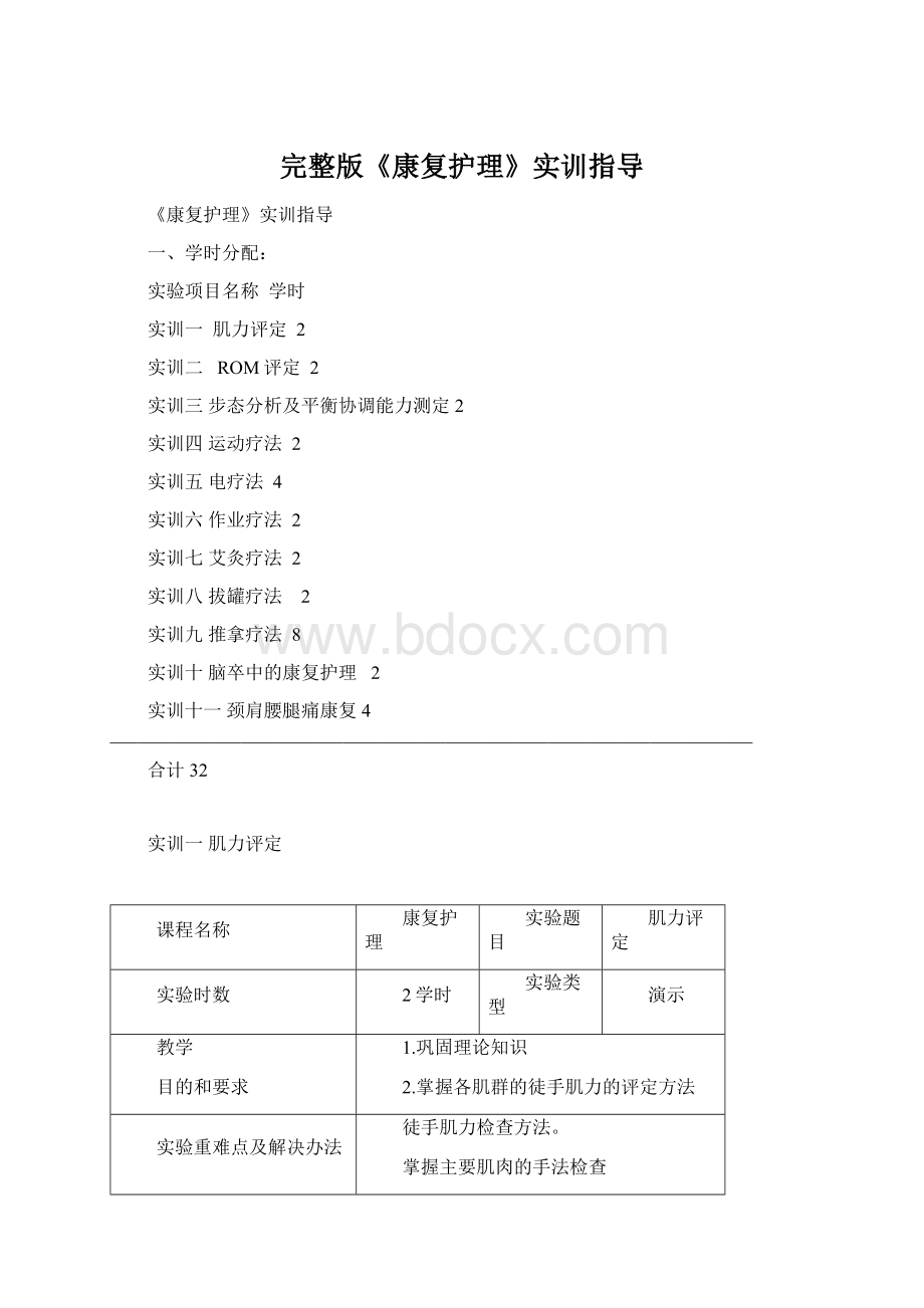 完整版《康复护理》实训指导.docx