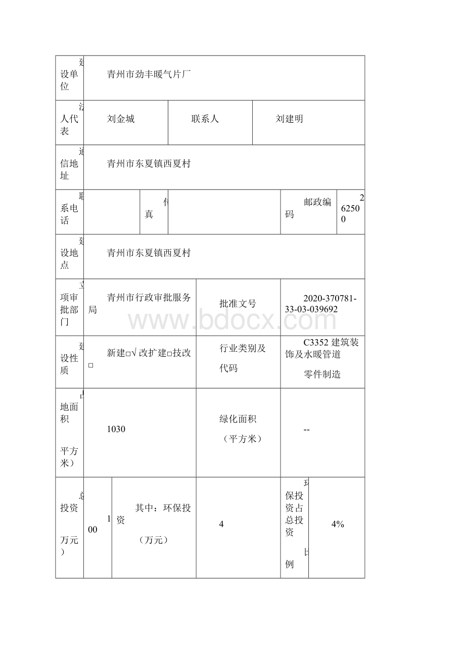 青州市劲丰暖气片厂散热器生产项目环境影响报告表.docx_第2页