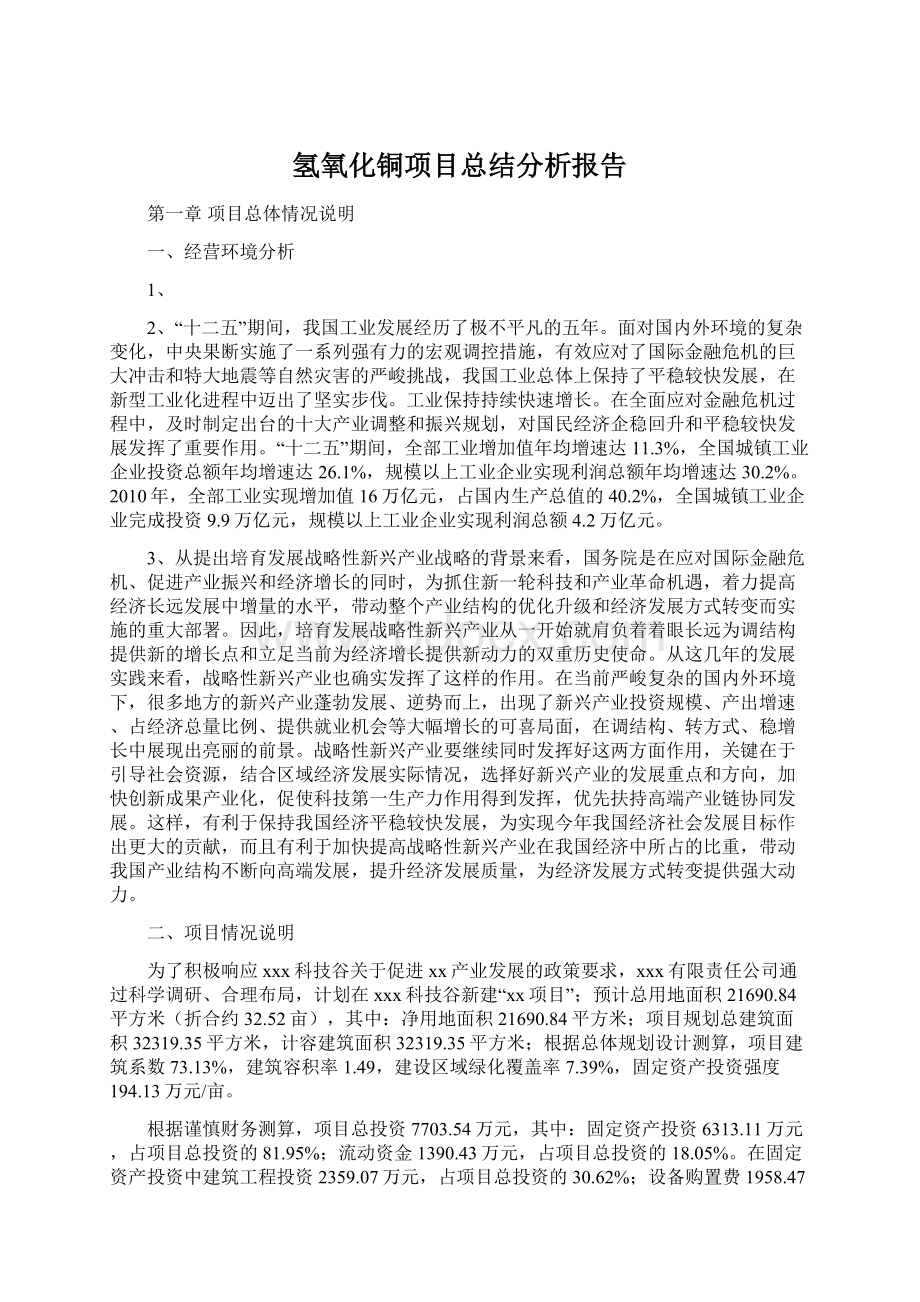 氢氧化铜项目总结分析报告Word文档格式.docx