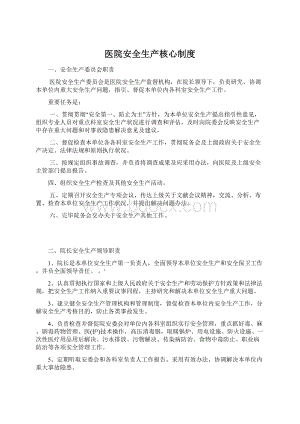 医院安全生产核心制度Word文档下载推荐.docx