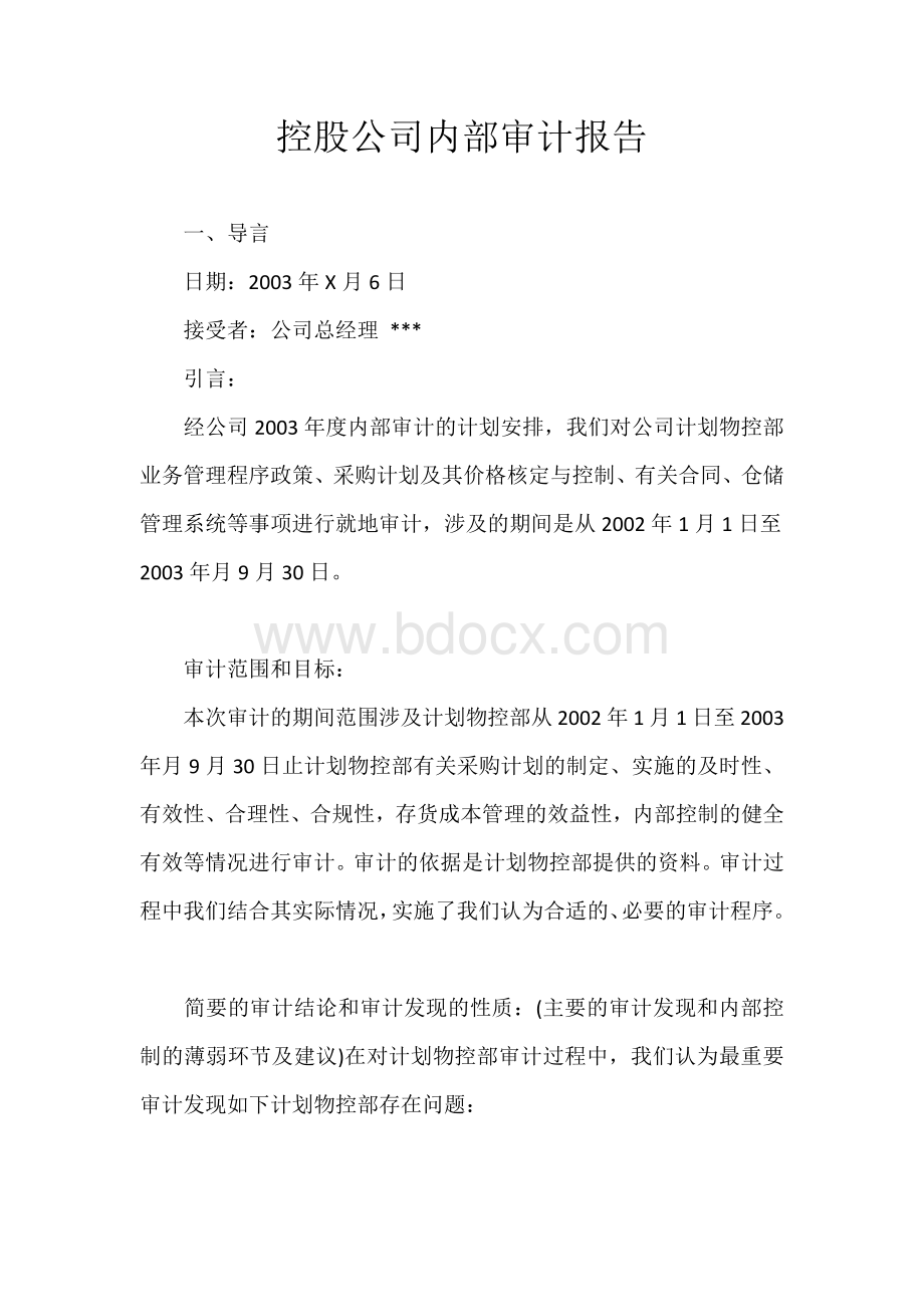 控股公司内部审计报告Word格式文档下载.docx