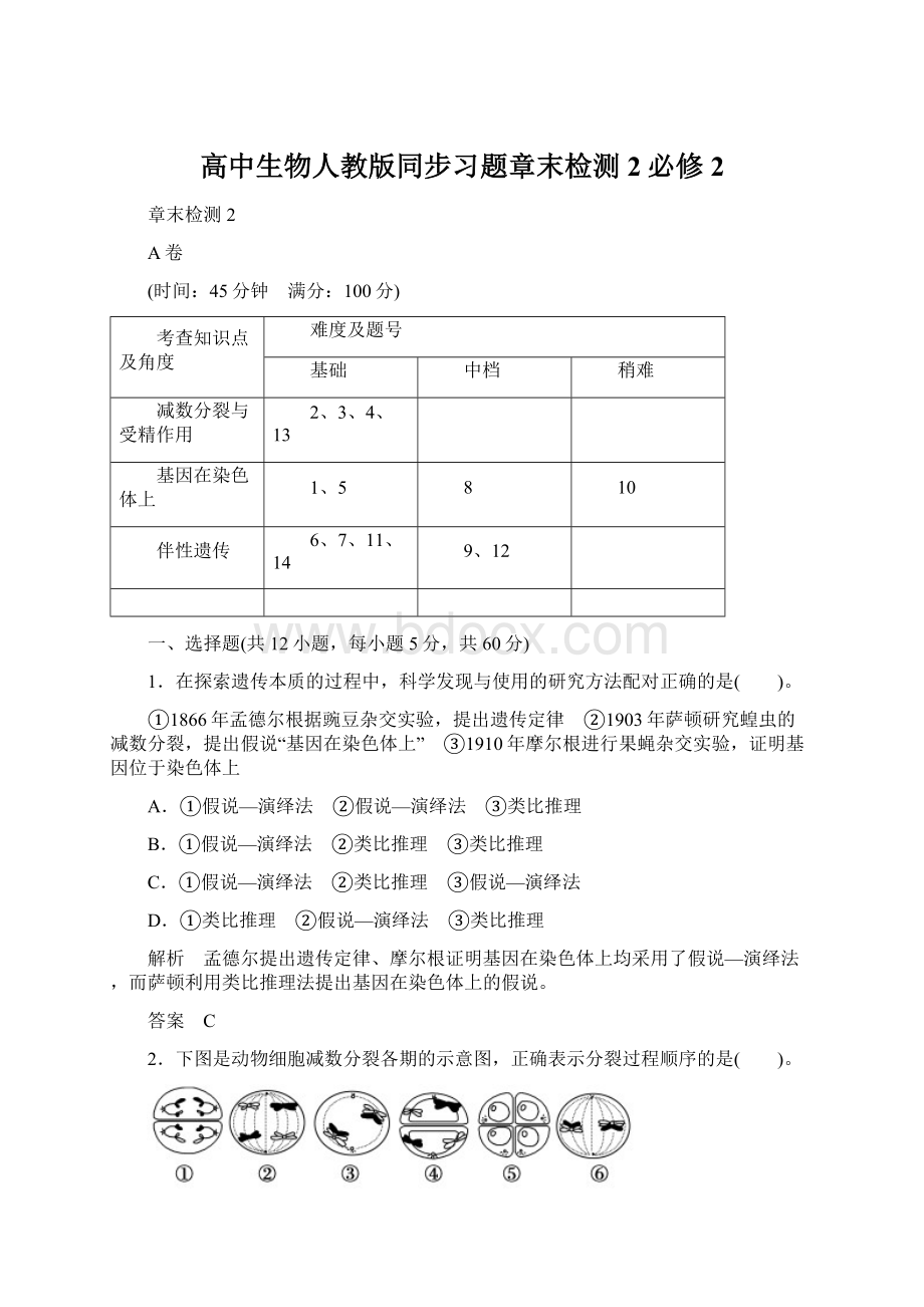 高中生物人教版同步习题章末检测2必修2Word文档格式.docx