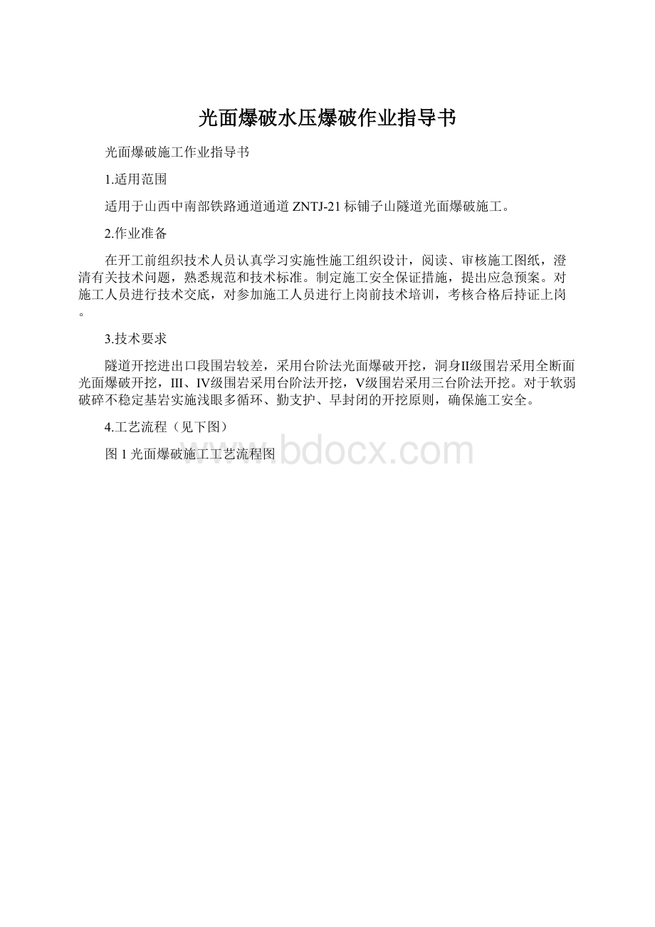 光面爆破水压爆破作业指导书Word下载.docx