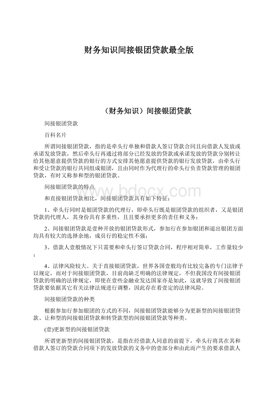 财务知识间接银团贷款最全版Word格式.docx_第1页