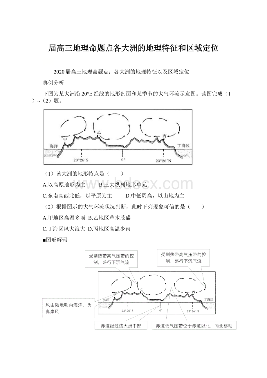 届高三地理命题点各大洲的地理特征和区域定位.docx