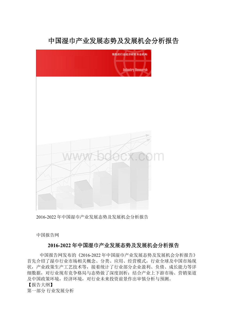 中国湿巾产业发展态势及发展机会分析报告.docx_第1页