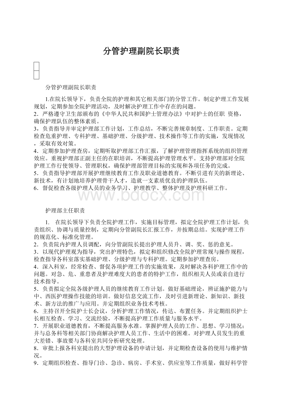 分管护理副院长职责Word下载.docx