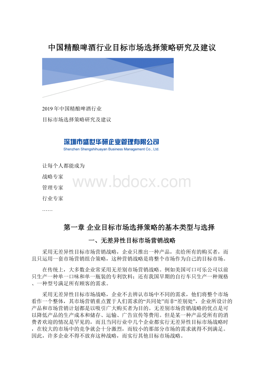 中国精酿啤酒行业目标市场选择策略研究及建议.docx