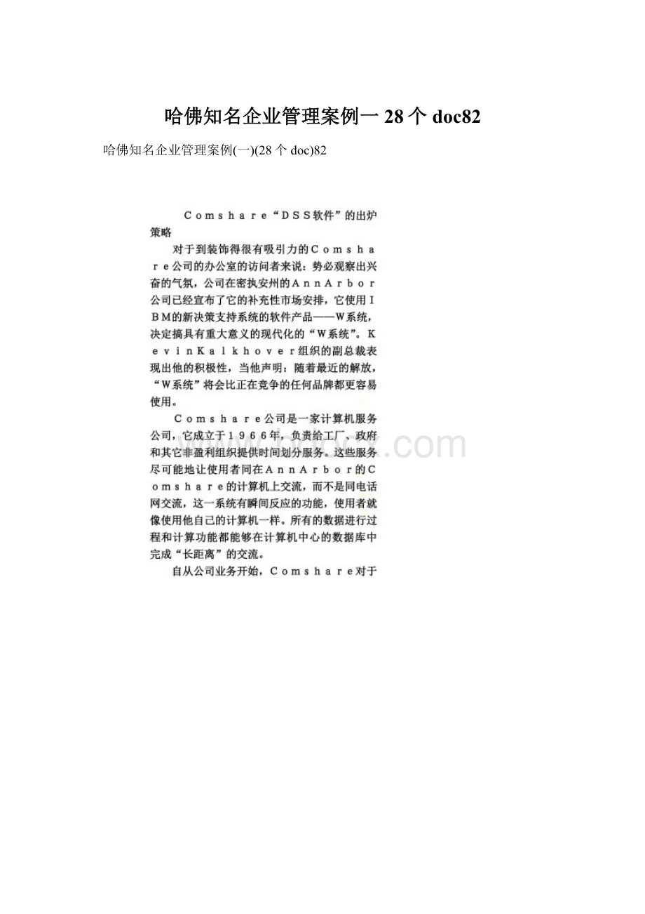 哈佛知名企业管理案例一28个doc82.docx