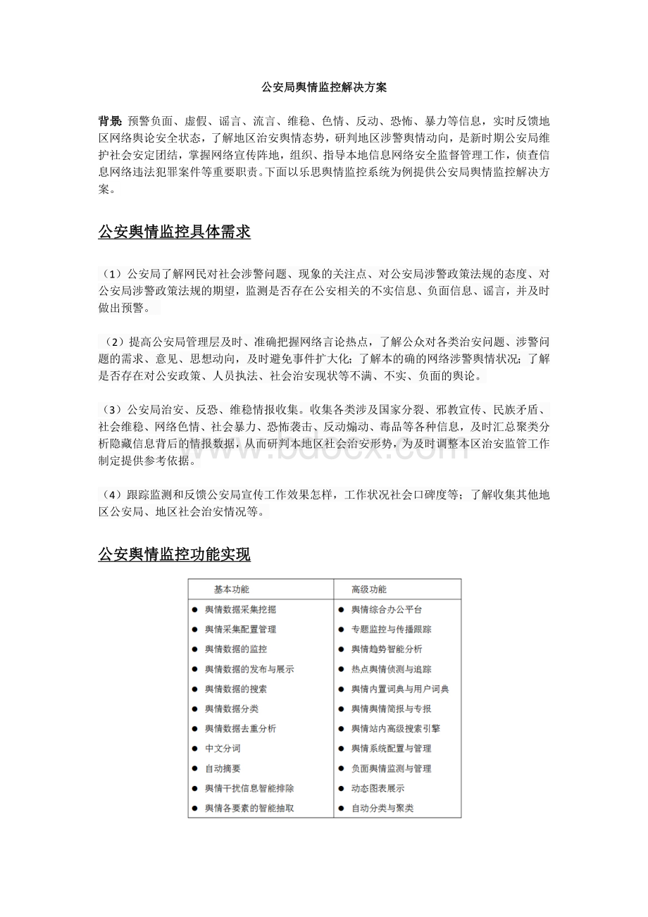 公安局舆情监控解决方案.docx_第1页