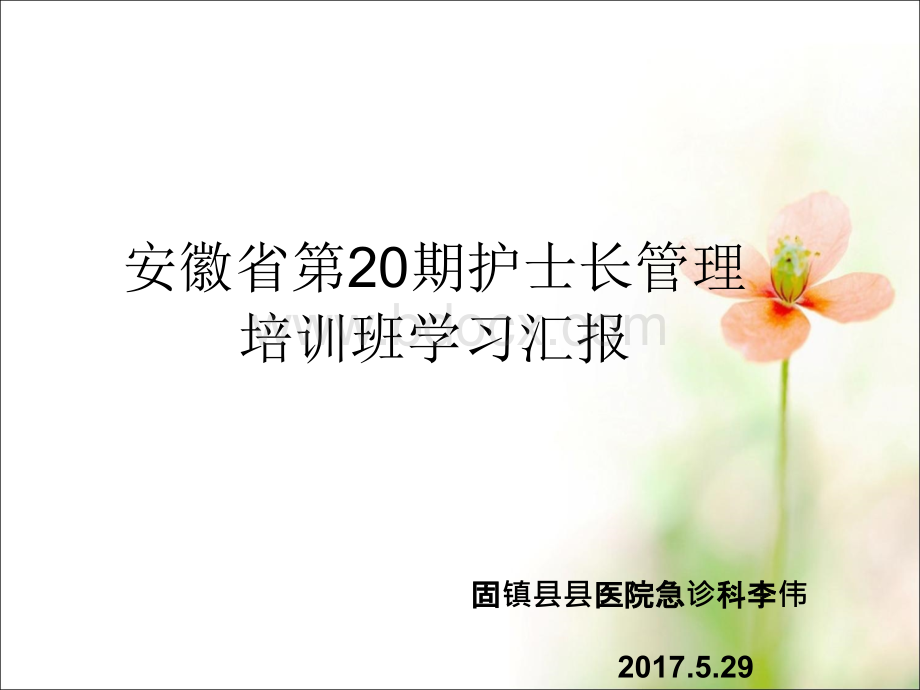 护士长管理培训班学习汇报李伟优质PPT.ppt