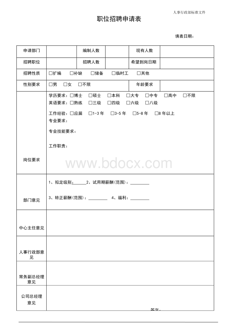 人事行政表格(共享)文档格式.docx