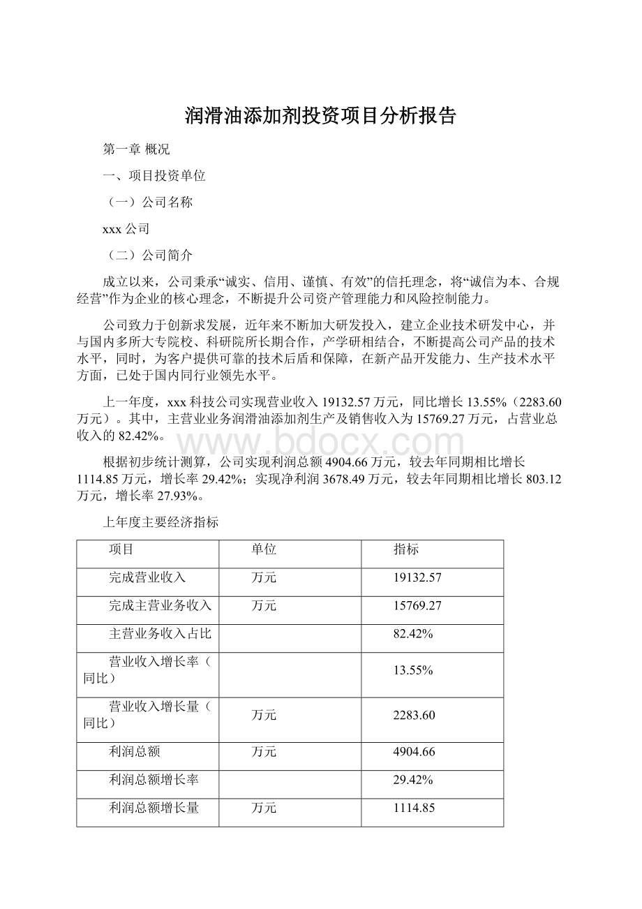 润滑油添加剂投资项目分析报告.docx_第1页