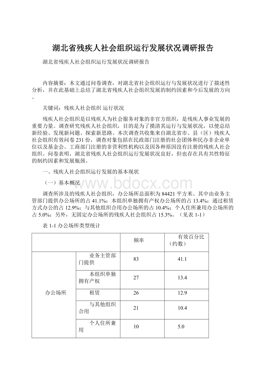 湖北省残疾人社会组织运行发展状况调研报告.docx_第1页