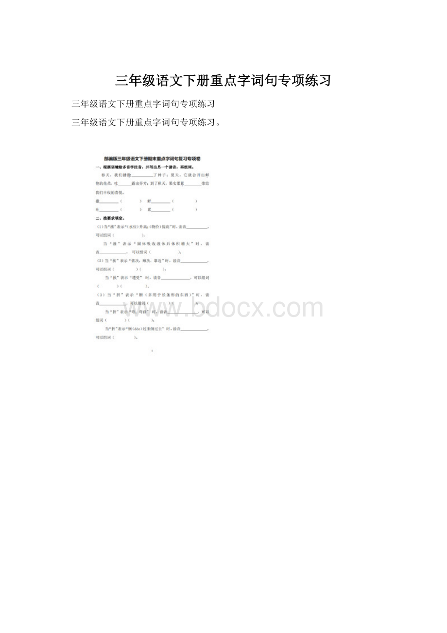 三年级语文下册重点字词句专项练习文档格式.docx_第1页