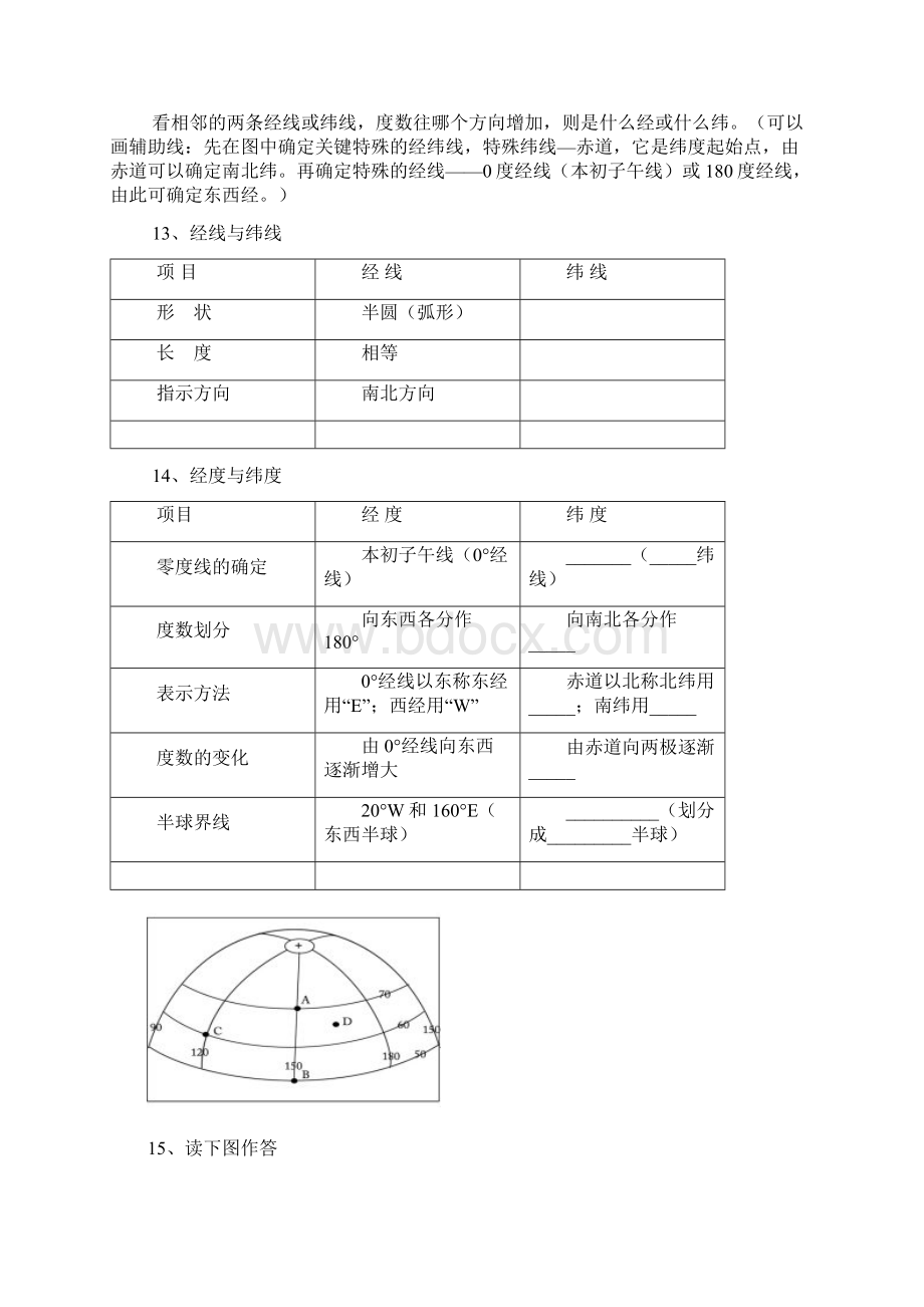 湘教版七年级地理上册复习提纲修正完全答案版Word格式.docx_第3页