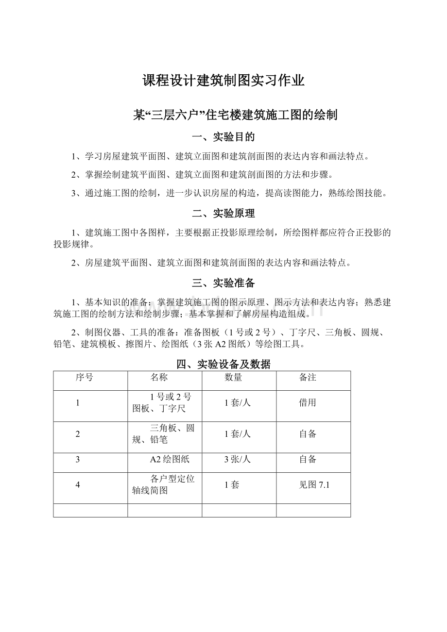 课程设计建筑制图实习作业文档格式.docx_第1页