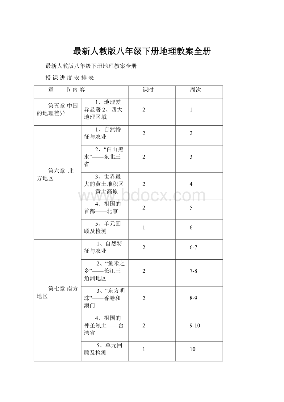 最新人教版八年级下册地理教案全册Word文档格式.docx