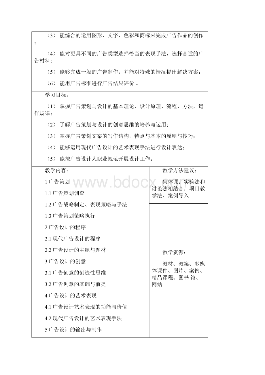 《广告策划与设计》课程标准Word文档下载推荐.docx_第2页