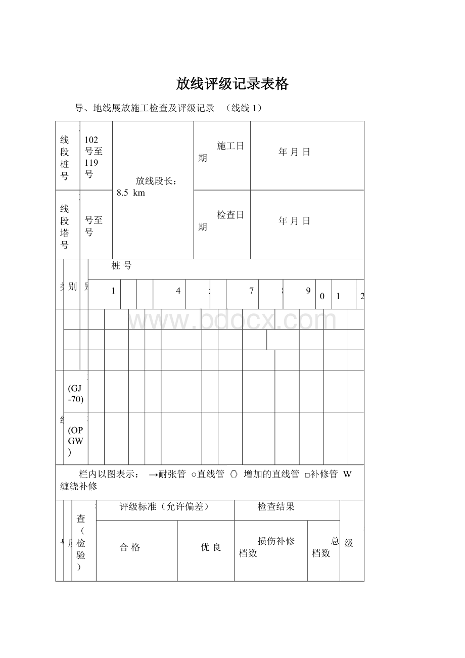 放线评级记录表格Word文件下载.docx