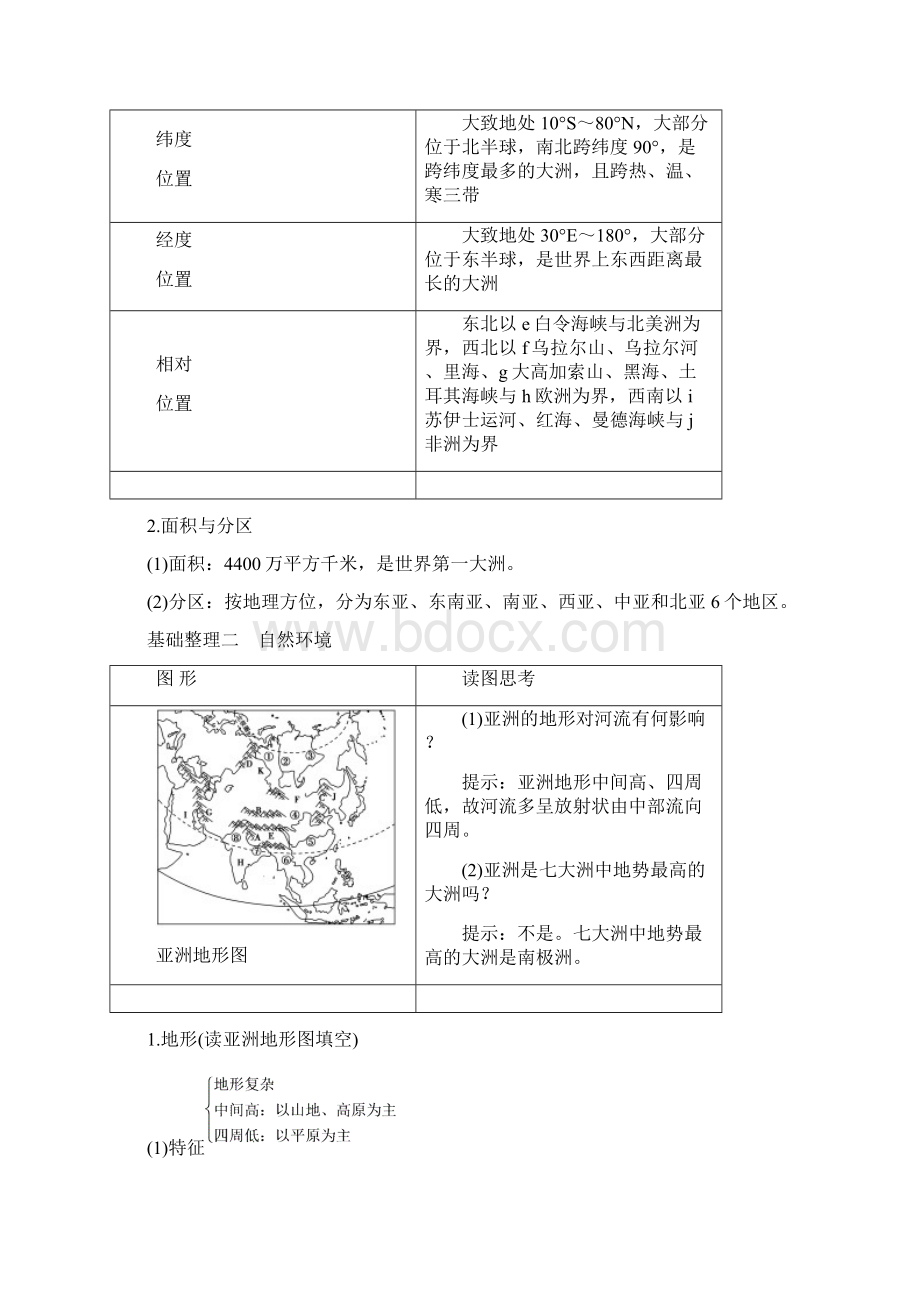 版高考地理大一轮复习第3部分世界地理第2章世界地理分区和主要国家第1讲亚洲学案Word文档格式.docx_第2页