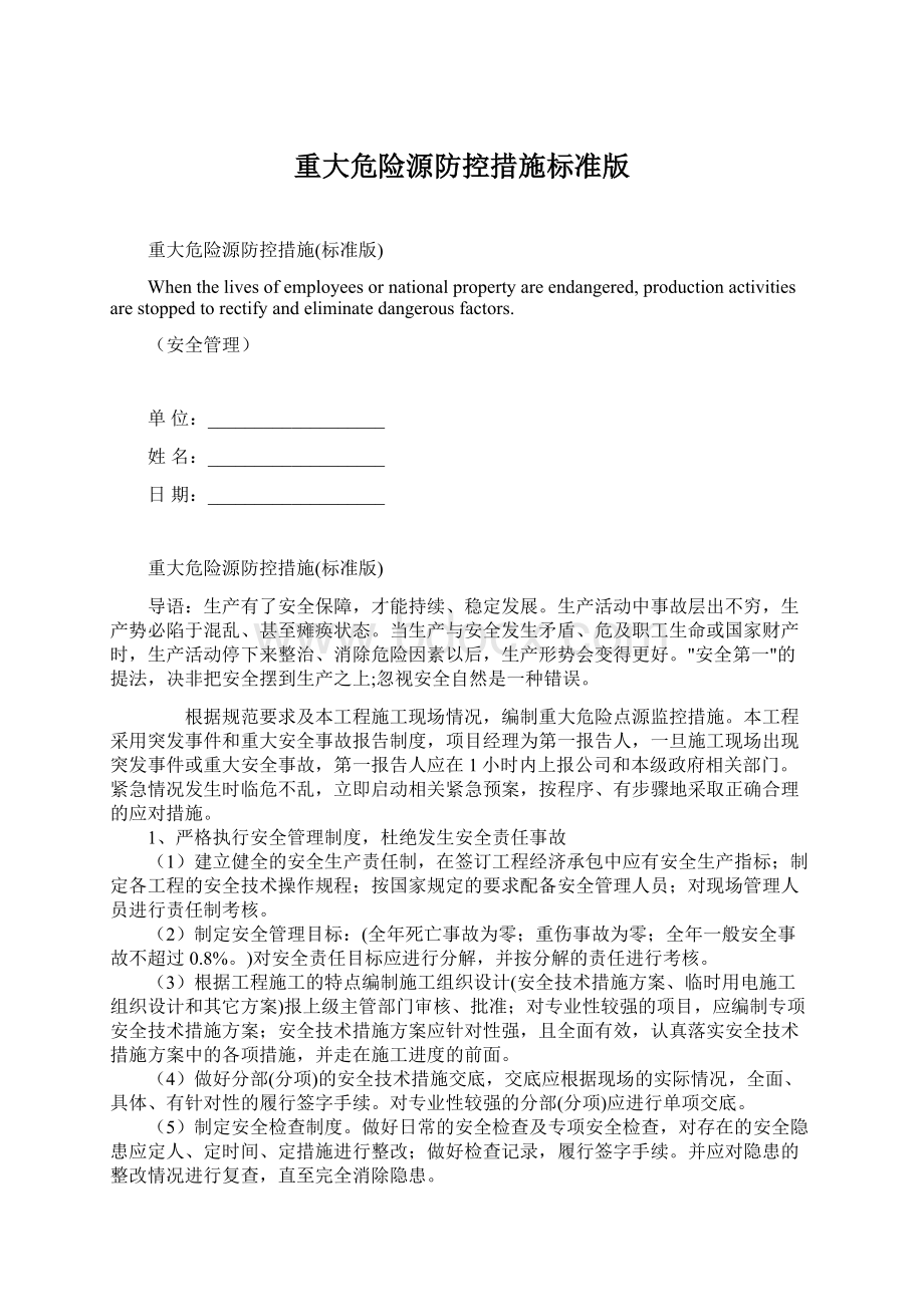 重大危险源防控措施标准版.docx_第1页