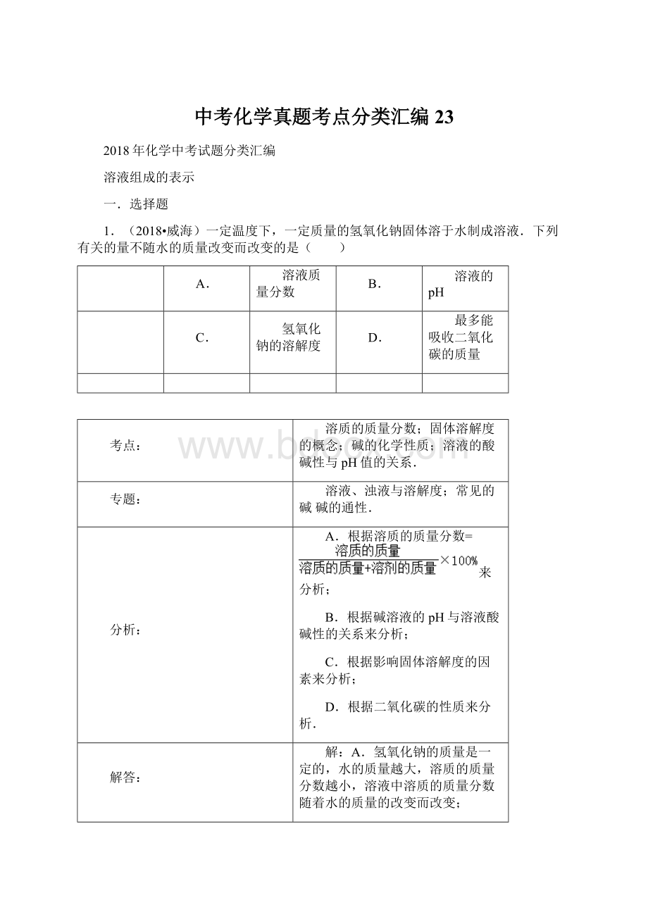 中考化学真题考点分类汇编23.docx