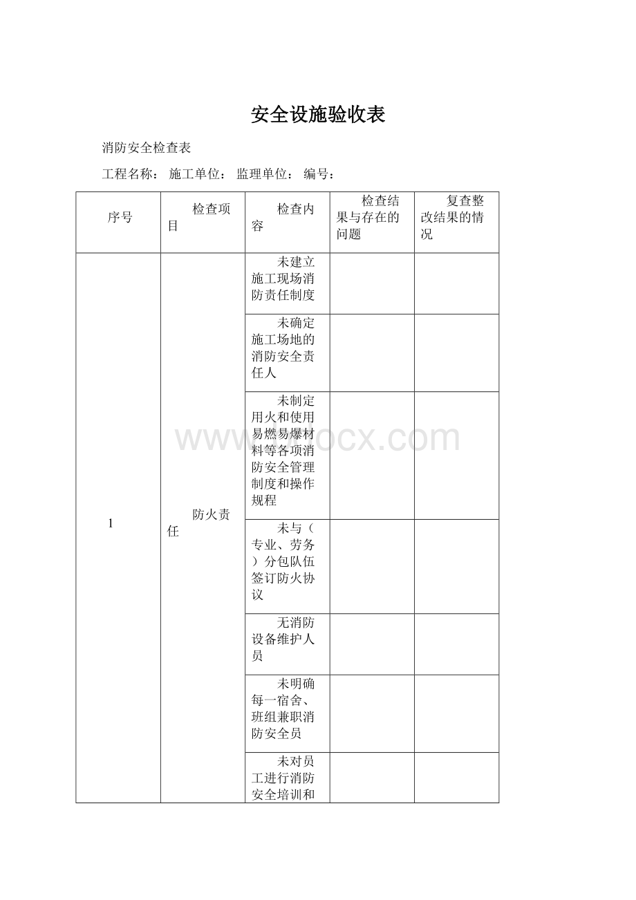 安全设施验收表Word下载.docx