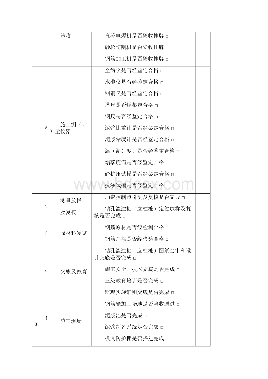 钻孔灌注桩开工条件验收全套表格.docx_第2页