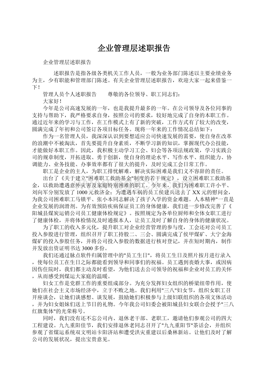 企业管理层述职报告Word文件下载.docx_第1页