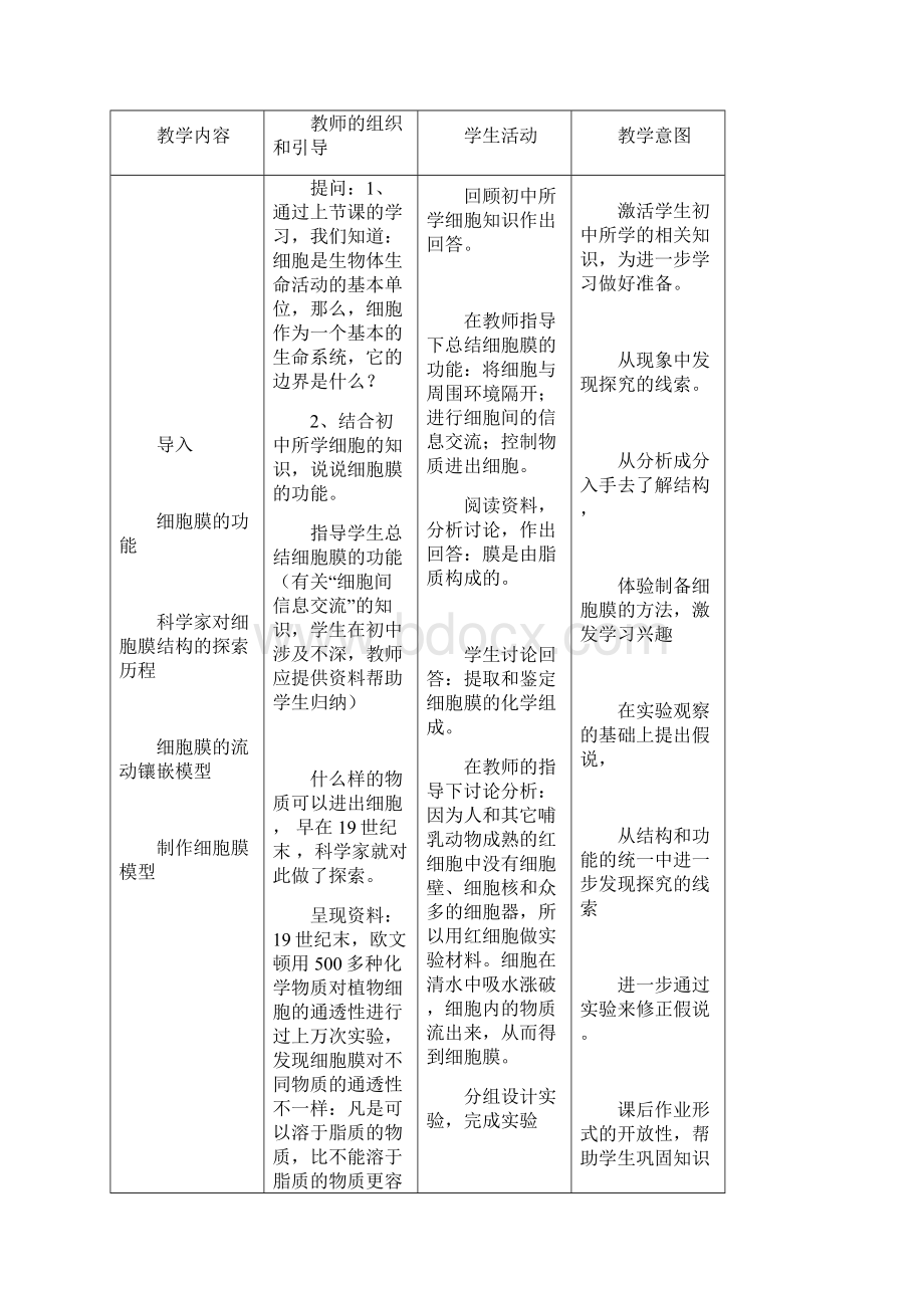 高中生物《细胞膜》教案11 沪科版第一册Word下载.docx_第3页