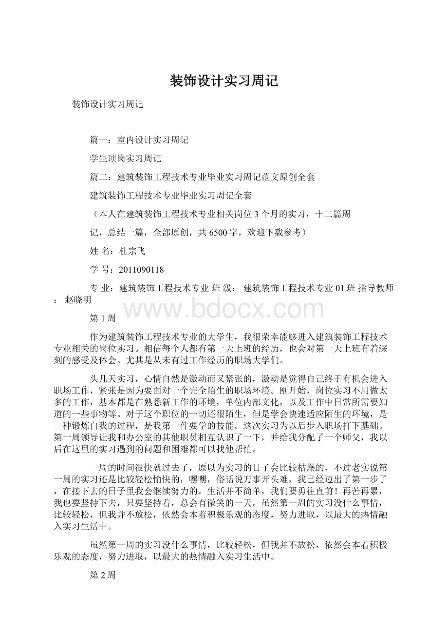 装饰设计实习周记.docx