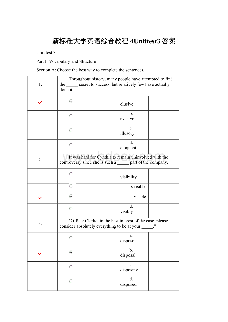 新标准大学英语综合教程4Unittest3答案.docx