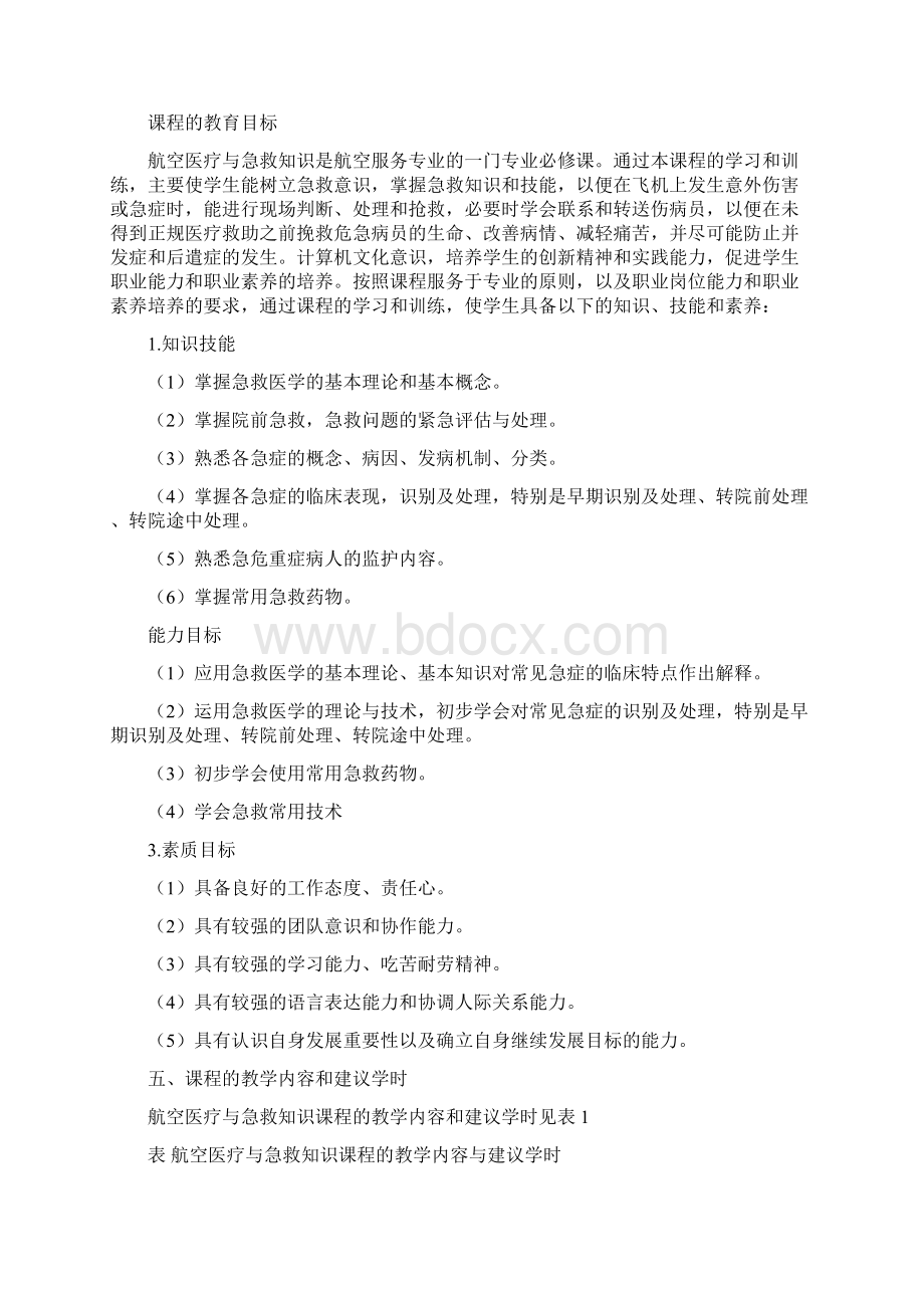 航空医疗与急救知识课程教学标准Word文档格式.docx_第2页