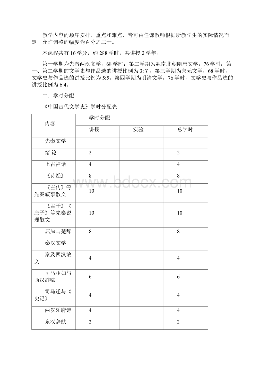 中国古代文学史教学大纲复件Word下载.docx_第2页