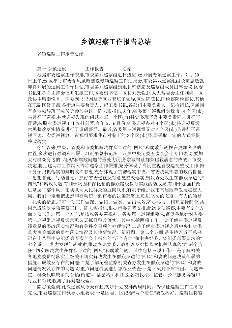 乡镇巡察工作报告总结.docx