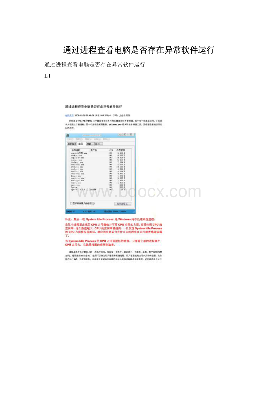 通过进程查看电脑是否存在异常软件运行Word格式文档下载.docx_第1页